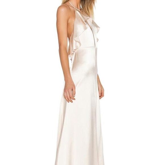 Jill Jill Stuart Satin Ruffle Halter Gown NEW! - Picture 2 of 6